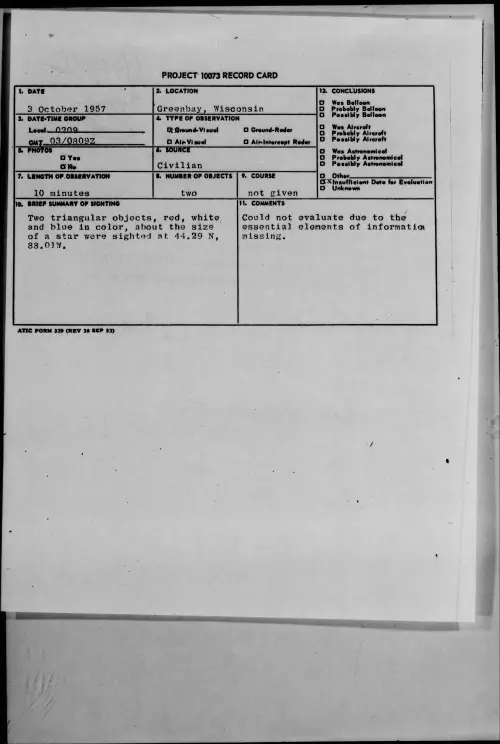 First page of 1957.10 - 6970265 - Greenbay, Wisconsin