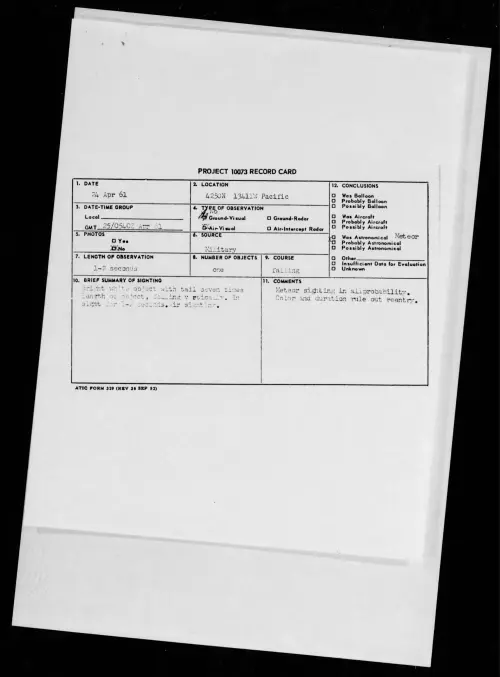 First page of 1961.04 - 8677155 - 4250N 13411W Pacific