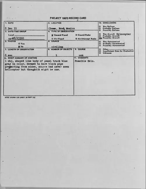 First page of 1955.12 - 7340016 - Chama, New Mexico