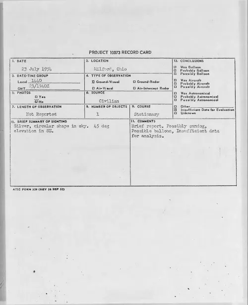 First page of 1954.07 - 8715090 - Milford, Ohio
