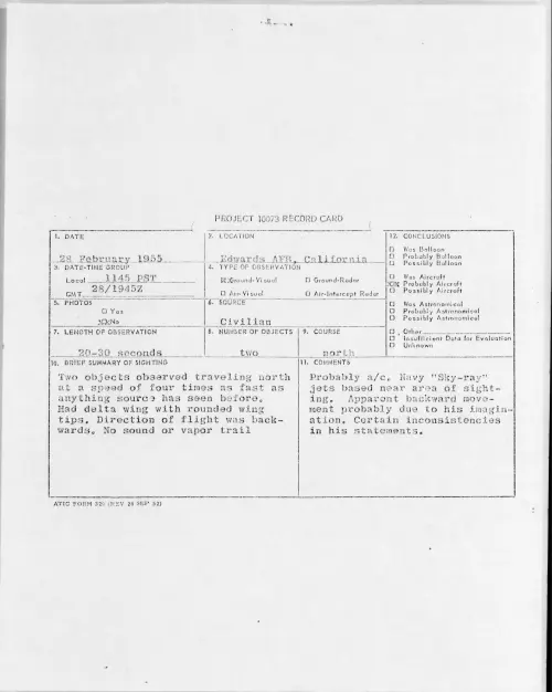 First page of 1955.02 - 6970048 - Edwards AFB, California