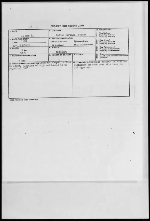 First page of 1961.05 - 8682778 - Indian Springs, Nevada