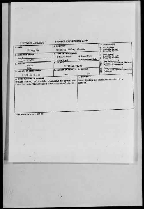 First page of 1960.08 - 7821826 - Vicinity Sitka, Alaska