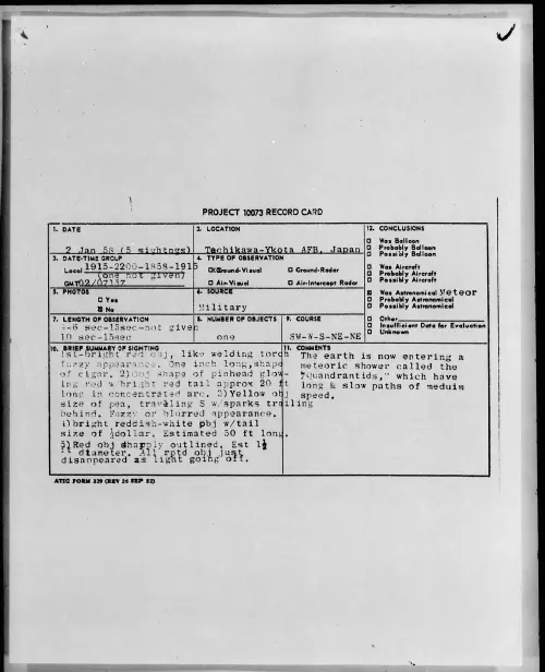 First page of 1958.01 - 6971792 - Tachikawa-Ykota AFB, Japan
