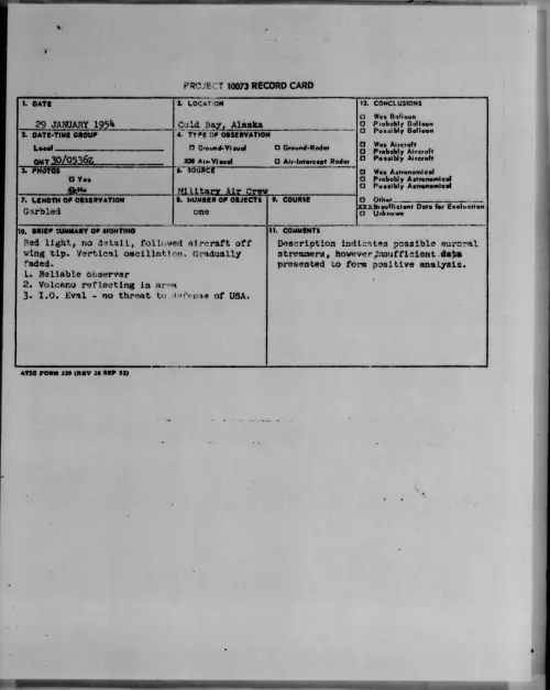 First page of 1954.01 - 6779780 - Cold Bay, Alaska