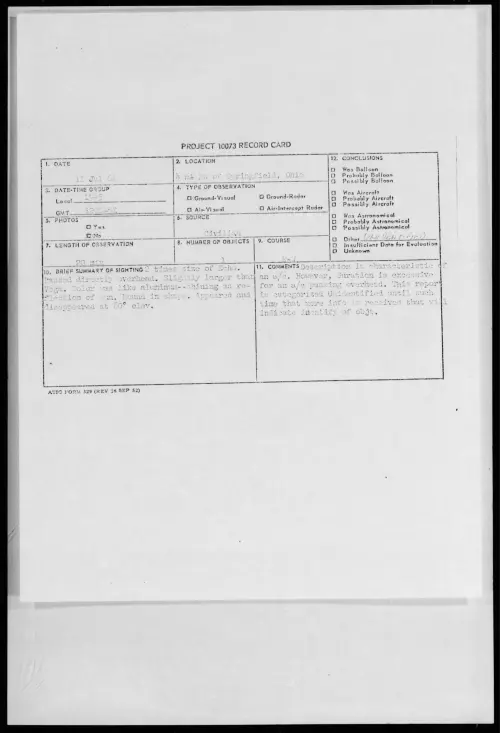 First page of 1961.07 - 8695058 - 4 Mi NW of Springfield, Ohio