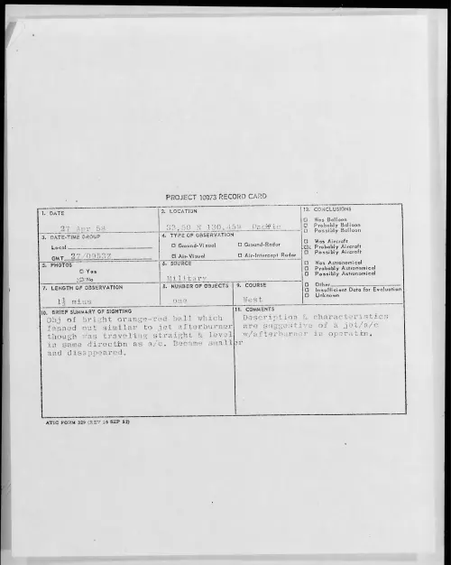 First page of 1958.04 - 6968952 - 33.50 N 130.45 W Pacific