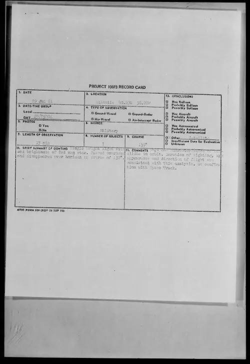 First page of 1961.07 - 8295104 - Atlantic 40.29N 36.28W