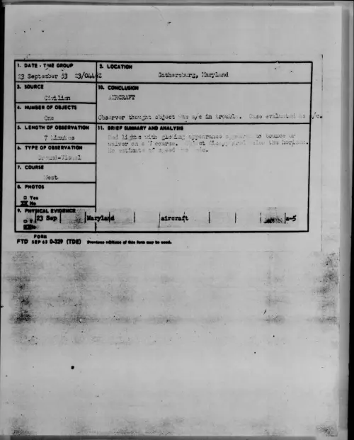 First page of 1953.09 - 6980205 - Gathersburg, Maryland
