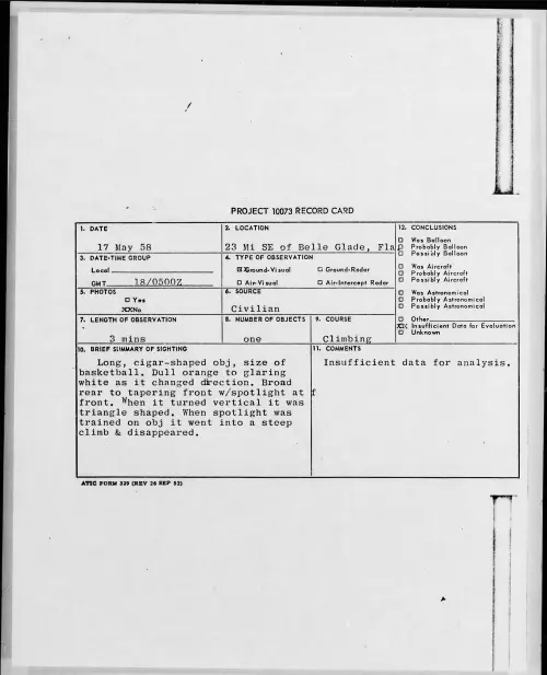 First page of 1958.05 - 7228152 - 23 Mi SE of Belle Glade, Fla