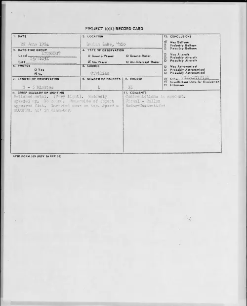 First page of 1954.06 - 8714244 - Indian Lake, Ohio