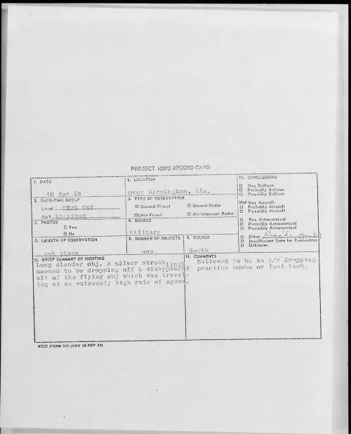 First page of 1958.04 - 6967000 - Over Birmingham, Ala