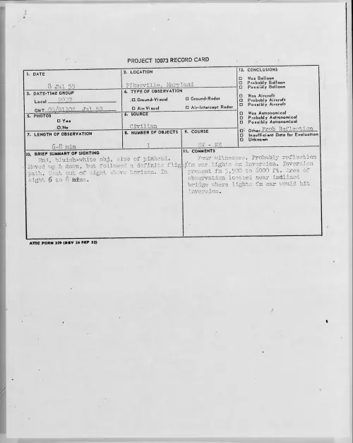 First page of 1959.07 - 8407202 - Pikesville, Maryland