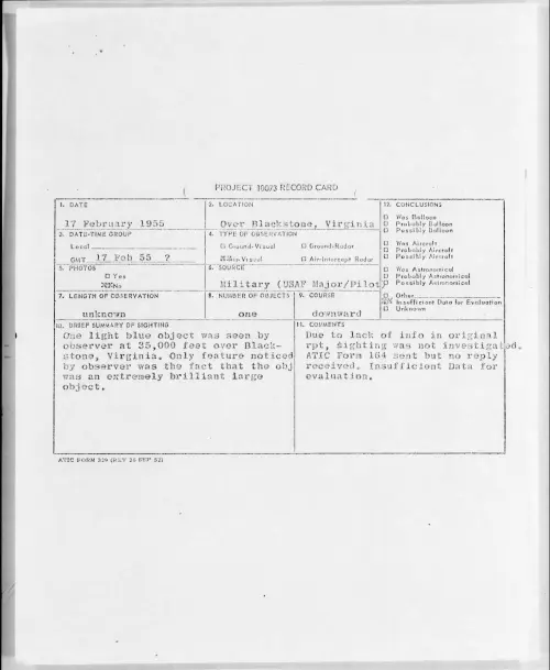 First page of 1955.02 - 6969567 - Over Blackstone, Virginia