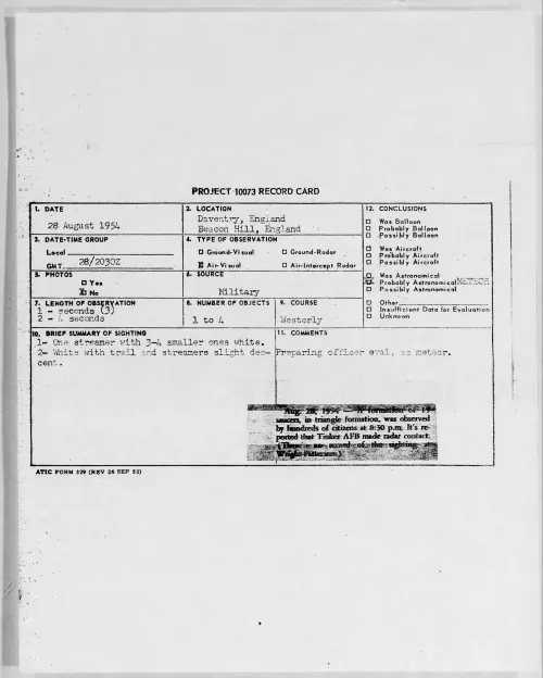 First page of 1954.08 - 8726374 - Daventry, England Beacon Hill, England