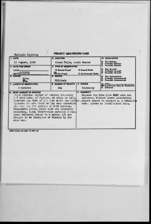 First page of 1960.08 - 7820016 - Sioux Falls, South Dakota