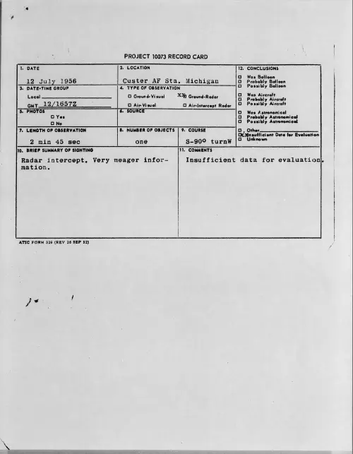 First page of 1956.07 - 6786951 - Custer AF Sta. Michigan