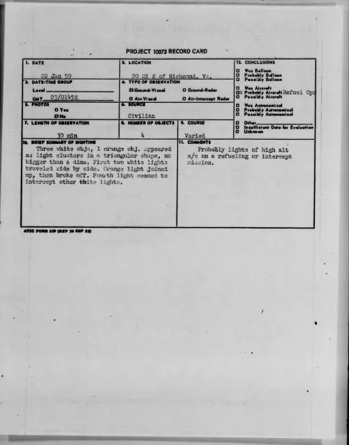 First page of 1959.01 - 9078863 - 20 Mi E of Richmond, VA
