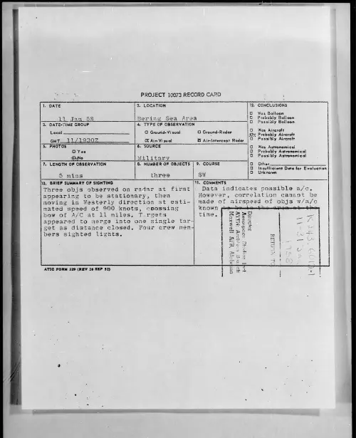 First page of 1958.01 - 6973028 - Bering Sea Area