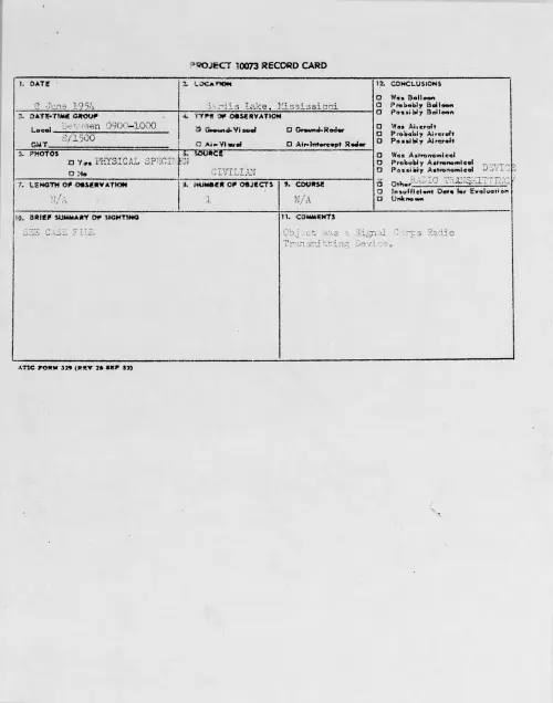 First page of 1954.06 - 8713530 - Sardis Lake, Mississippi