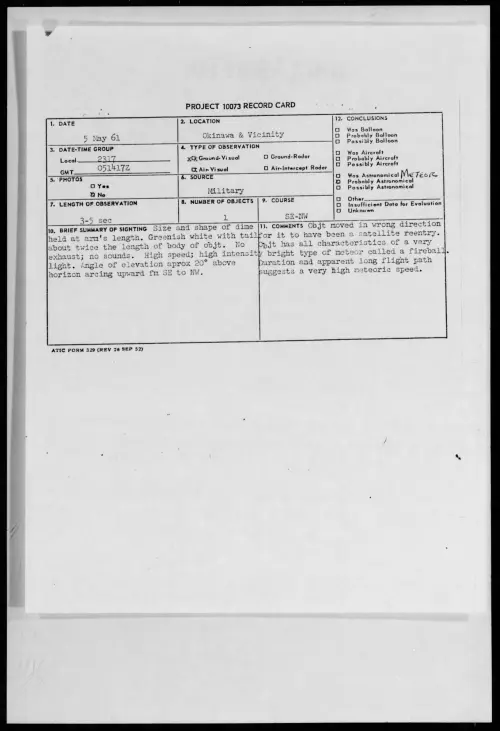 First page of 1961.05 - 8682079 - Okinawa and Vicinity
