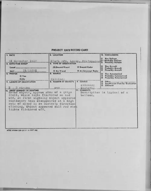 First page of 1957.11 - 6782740 - Clark AFB, Luzon, Philippines