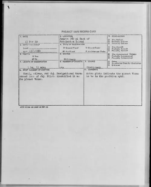 First page of 1959.11 - 6965316 - Approx 260 Mi East Of Resolution Island
