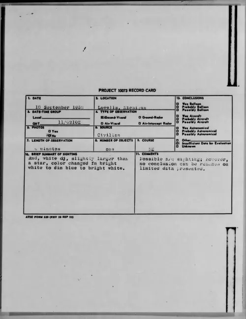 First page of 1958.09 - 8868753 - Lovells, Michigan