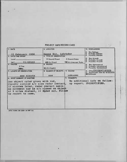 First page of 1956.02 - 7340519 - Goose Bay, Labrador