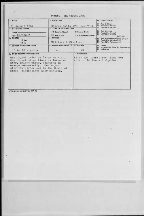 First page of 1957.08 - 6968663 - Niagra Falls AFB, New York