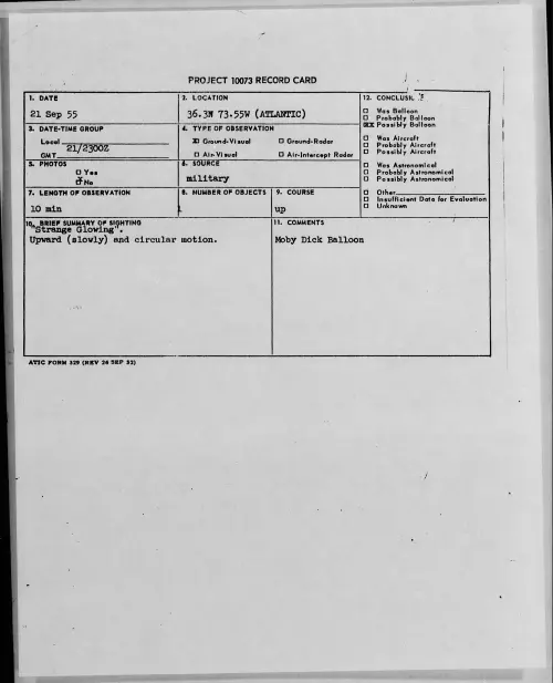 First page of 1955.09 - 7339409 - 36.3N 73.55W (ATLANTIC)