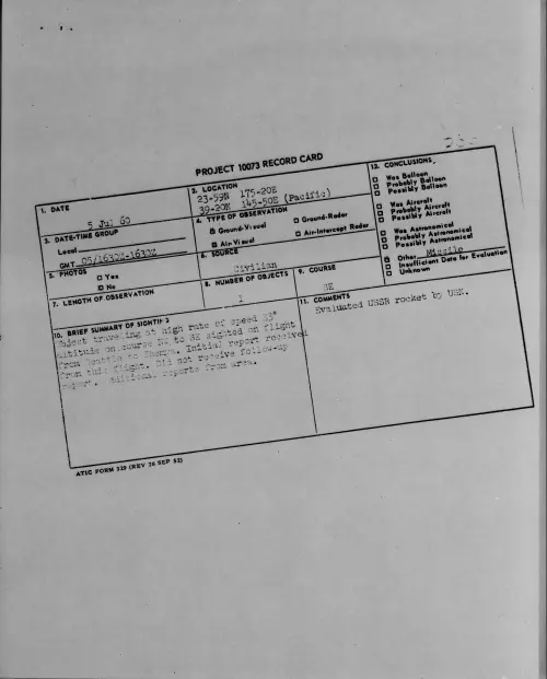 First page of 1960.07 - 7814705 - 23-59N 175-20E 39-20N 145-50E (Pacific)
