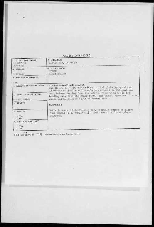 First page of 1954.10 - 8727875 - TINKER AFB, OKLAHOMA