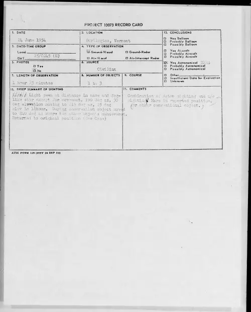First page of 1954.06 - 8714236 - Burlington, Vermont
