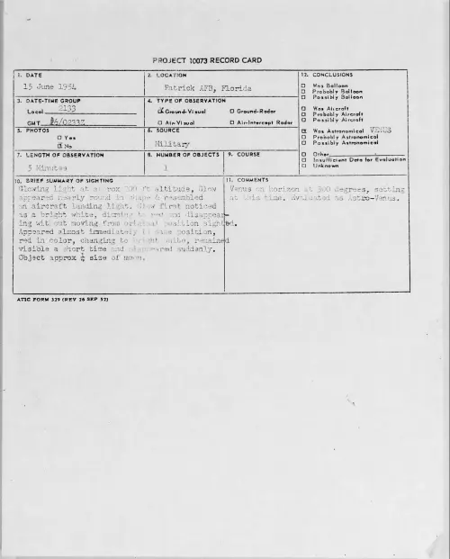 First page of 1954.06 - 8713717 - Patrick AFB, Florida