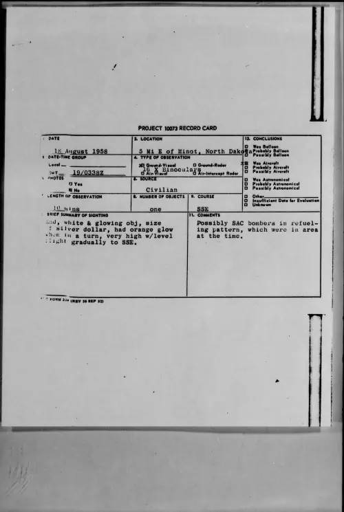 First page of 1958.08 - 8864123 - 5 Mi E Of Minot, North Dakota