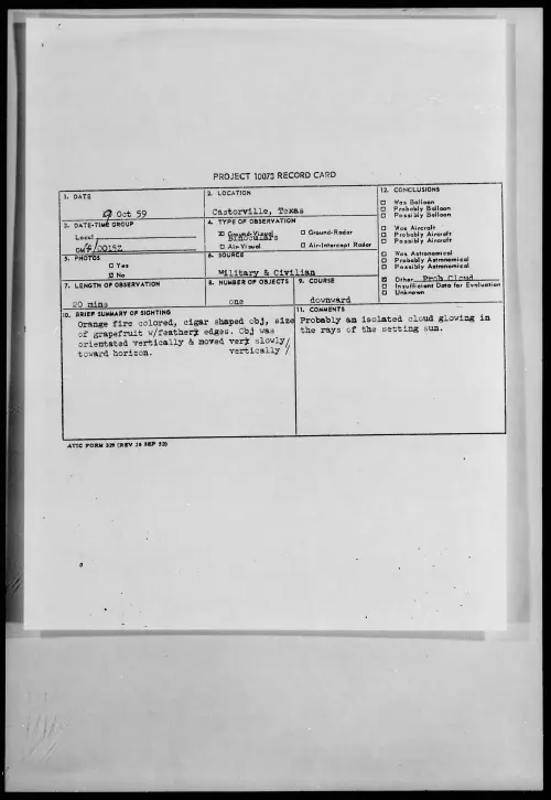 First page of 1959.10 - 6960427 - Castorville, Texas
