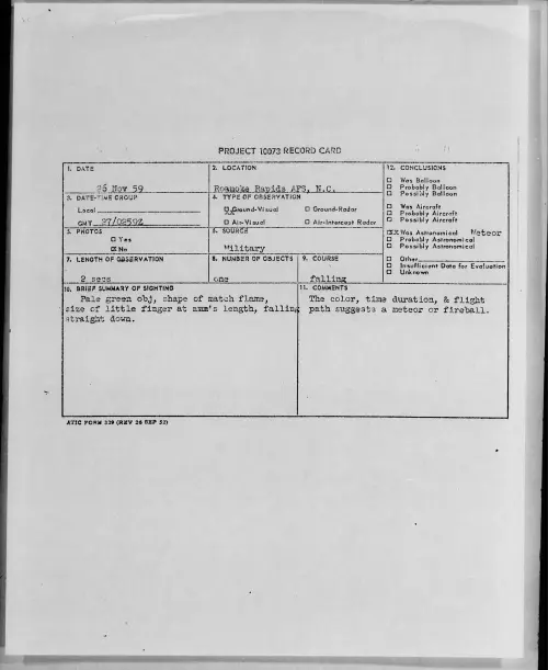 First page of 1959.11 - 6966323 - Roanoke Rapids AFS, N.C