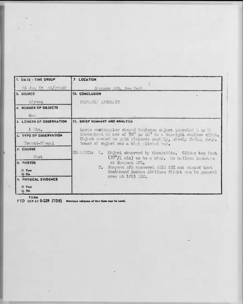 First page of 1953.01 - 9545105 - Sampson AFB, New York