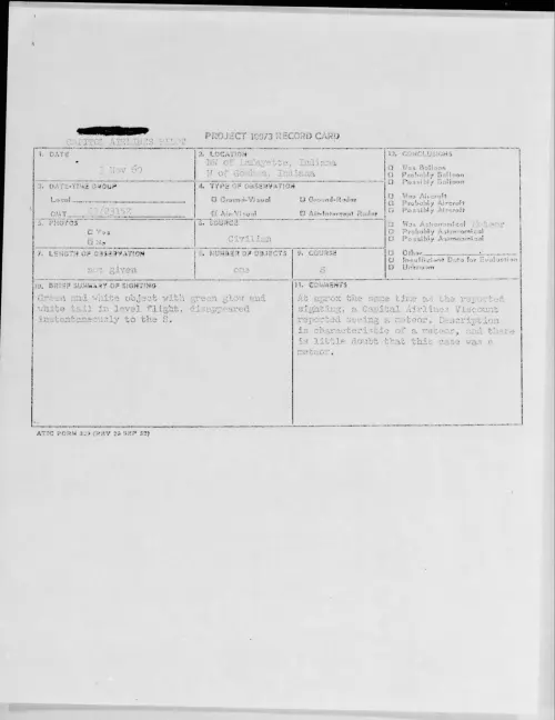 First page of 1960.11 - 8237677 - NW of Lafayette, Indiana