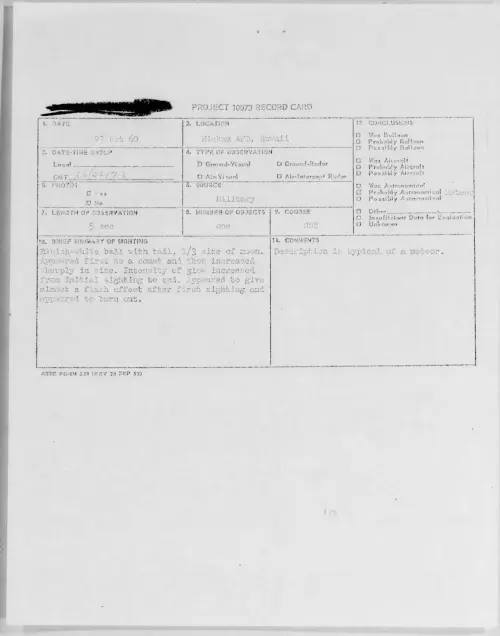 First page of 1960.10 - 8236637 - Hickam AFB, Hawaii
