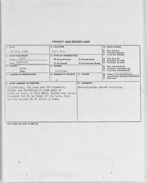 First page of 1954.07 - 8715116 - Lake Erie
