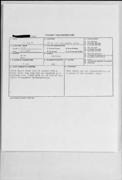 First page of 1960.09 - 8230392 - 39 mi S of San Angelo, Texas