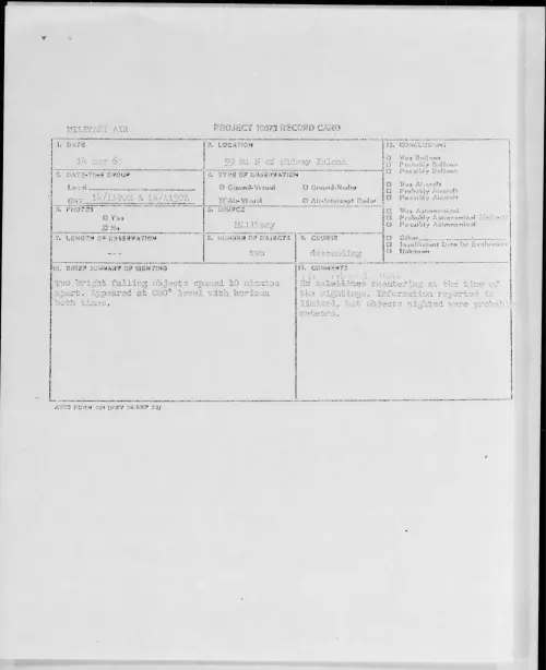 First page of 1960.11 - 8238587 - 99 mi N of Midway Island