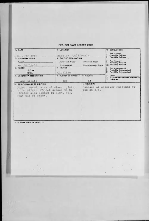 First page of 1957.06 - 6960122 - Barstow, California