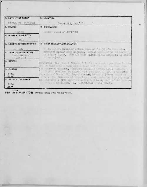 First page of 1953.02 - 9554281 - Dover AFB, Del