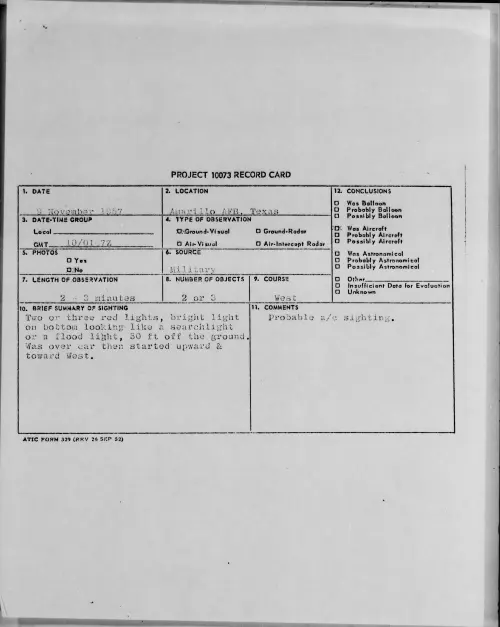 First page of 1957.11 - 6782336 - Amarillo AFB, Texas