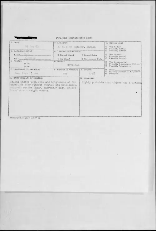 First page of 1960.09 - 8231168 - 30 mi E of Windsor, Canada