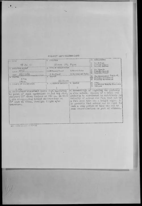 First page of 1961.07 - 8295074 - Misawa AFB, Japan