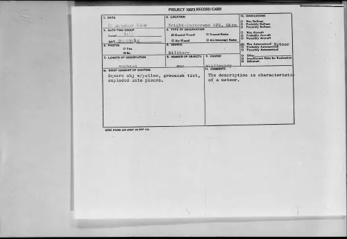 First page of 1958.10 - 7201073 - Wright-Patterson AFB, Ohio